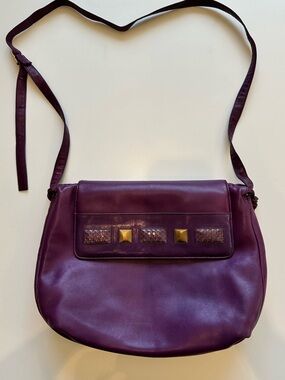 Vintage Italian Leather Crossbody Purple by Visonà for B.Altman NYNY